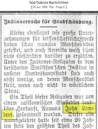 Beginning of article in German, based on Solomons' story about Lembert.